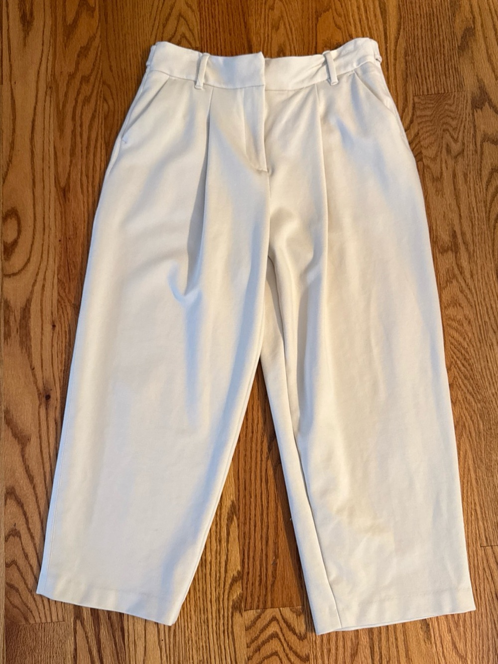 House of Harlow 1960 Cream High-Rise Pleated Wide-Leg Pants